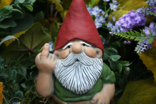 gnome giving the finger